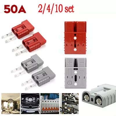 2/4/10Pcs For Anderson Style Plug Connectors 50Amp 6-12 AWG 12-24V DC Power Tool • $7.05