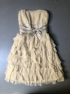 Betsey Johnson Tiered Chiffon Corset Ruffle Ivory Party Mini Dress Size XS Mint • $33