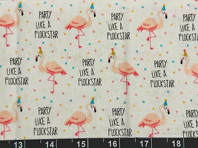 Tina Scrap 9 X21  PINK FLAMINGO Tropical Bird Party Like A Dots Cotton Fabric • $2.99