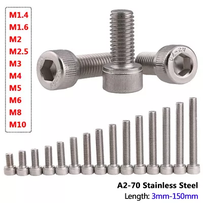 M1.4 To M10 Hex Allen Socket Cap Head Screws Bolts A2 Stainless 3mm - 150mm Long • $1.79