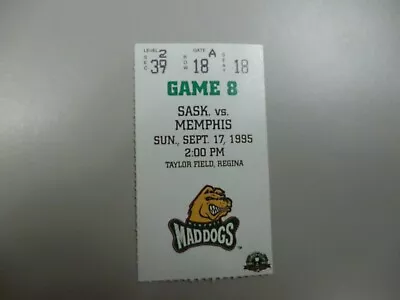 Memphis Mad Dogs At Saskatchewan Roughriders Sept 17/95 CFL Ticket Stub • $3.64