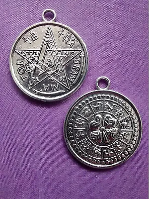 2 X Large Double Sided TETRAGRAMMATON PENTACLE PENTAGRAM & ZODIAC CHARM PENDANT  • £1.99