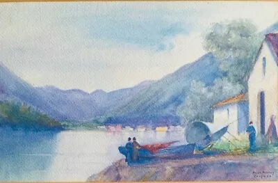 Olive Murray Chapman Original Watercolour Fisheries Lake Como Italy 14x8.5  • £250