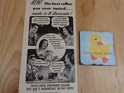 G Washington Instant Coffee Magazine Ad Print 1945 New Made In 5 Seconds  • $12.99