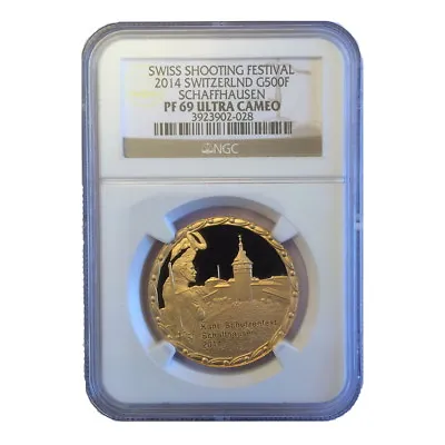 Switzerland 2014 Schaffhausen Shooting Thaler 500 Swiss Franc Gold NGC PF69 PR69 • $2499.95