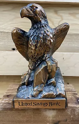 Vintage Metal Eagle United Savings Coin Bank Banthrico Inc Chicago • $14.07