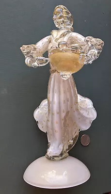 Murano Italy Venetian Glass Barovier & Toso Figure Woman & Fruit Bowl Bullicante • $325