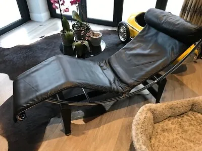 Vintage Leather & Chrome Le Corbusier LC4 Chaise Longue Day Bed Chair • £4250
