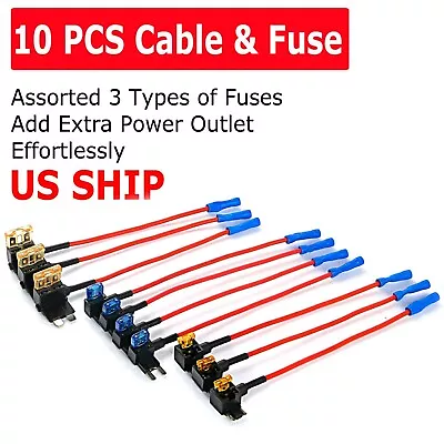 10Pack Car Add-a-Circuit Fuse Adapter W/ Standard & Mini TAP Blade Fuse Holder • $9.49