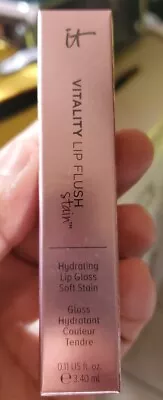 IT Cosmetics Vitality Lip Flush Hydrating Lip Gloss Soft Stain *Soft Sweet Rose* • $16