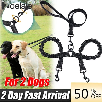 $14.79 • Buy Double Dog Coupler Twin Lead 2 Way Strap Two Pet Dogs Walking Safety Leash