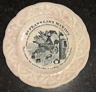 £29.99 • Buy Antique Pearlware Franklyns Nursery Plate ' ..Rolling Stone Gathers No Moss'1825