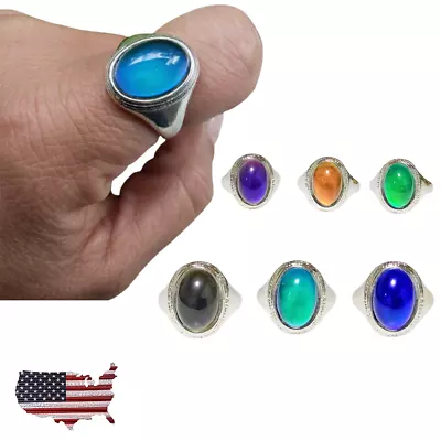 Men And Women Silver Mood Ring Color Changing Ring Size 6.5 7. 8. 8.5. 9. 9.5.10 • $13.99