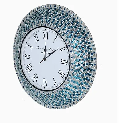 23  Mosaic Glass Frame Beaded Bezel | Large Wall Clock I Melbourne Dispatch • $144.47