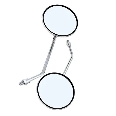 Mirror Set 8mm RH/RH Thread Chrome Round Shape For Motorcycles And Scooters • $17.99