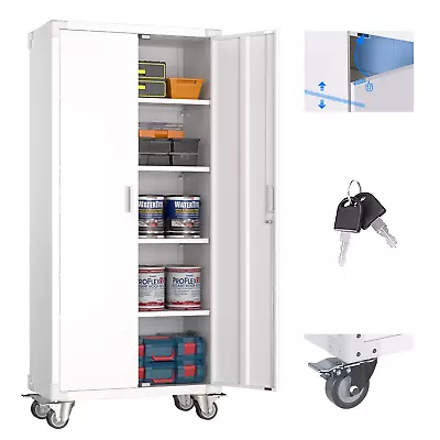Aobabo Metal Garage Storage Cabinet With WheelsSteel Storage Cabinet With 2 Doo • $293.97
