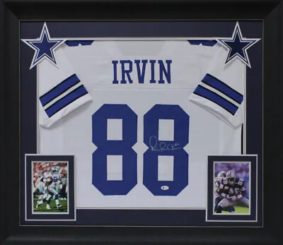 Michael Irvin Authentic Signed White Pro Style Framed Jersey BAS Witnessed • $479.99