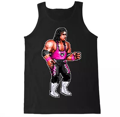 Pixel Hitman Pro Wrestling Legend Classic Bret Hart Video Game Mens Tank Top • $18.99