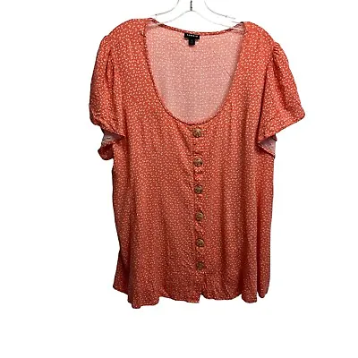 Torrid Womens Fit And Flare Rayon Slub Button Front Top Plus Size 2X Orange • $22.46