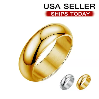 Dome Ring Stainless Steel Polished Comfort Fit Men's & Women's Wedding Band • $6.99