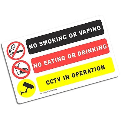 £1.99 • Buy 1 X Sign No Smoking Vaping Eating Food Drinking CCTV In Operation Stickers Taxi