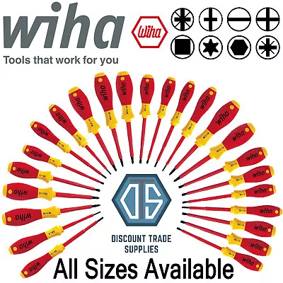 WIHA Screwdriver VDE Electric PHILLIPS POZI SLOTTED PZ1 PZ2 TORX HEX All Sizes • £9