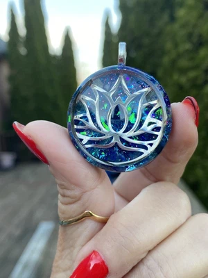 $25 • Buy Crystal Necklace Stone/lotus Flower Necklace/orgonite Pendant/sacred Geometry