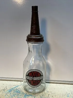 Harley Davidson Motor Oil Bottle Spout Cap Glass Vintage Style Gas Station • $19.99