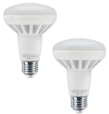 2 X 10W R80 LED E27 Replacment For Reflector R80 Light Bulb Cool White 750 Lumen • £9.85