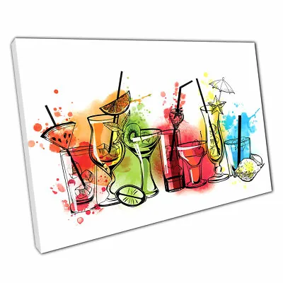 Exciting Cocktail Drinks Holiday Bar Digital Artwork Style Print Canvas • £9.70