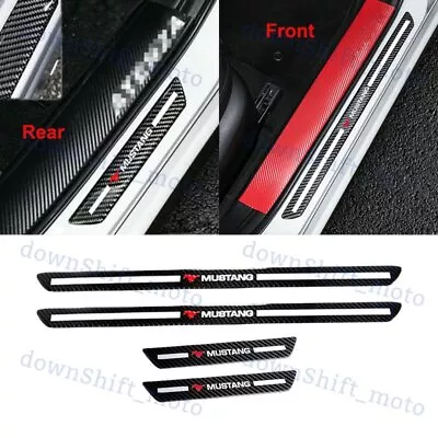 Carbon Fiber Car Door Welcome Plate Sill Scuff Cover Decal Sticker For Mustang • $26.99