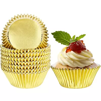 Mini Foil Metallic Cupcake Liners Muffin Paper Baking Cups 160 Pcs Gold • $9.56