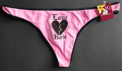 Vintage SO  Love Hurts  Low Rise Thongs Panties Size 8 XL New With Tags! • $10.95