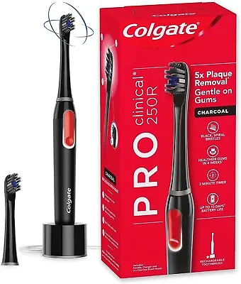 Colgate Pro Clinical Electric Power Toothbrush 250R Charcoal Rechargeable NEW • $32.90