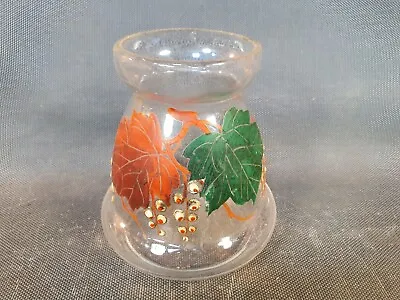 Antique Pot Hyacinth Small Vase IN Glass Decor Motif Floral Enamelled Vintage • $52.48