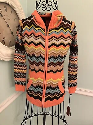 MISSONI FOR TARGET Girls Chevron ZigZag Hoodie Sweater Cardigan Zip NEW MEDIUM • $23.42