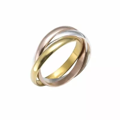 Russian Wedding Ring Gold Plated Sterling Silver Rose Yellow Triple  - Silverly • £37.49