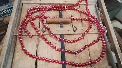 1940s Vintage  95  Strand RED Color Mercury GLASS Beads Christmas TREE GARLAND • $32.99