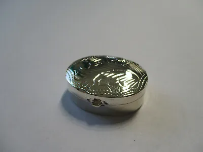 Gorgeous Design Sterling Silver Pill Box Oval Shape Engraved Solid 925 Silver   • $35.05