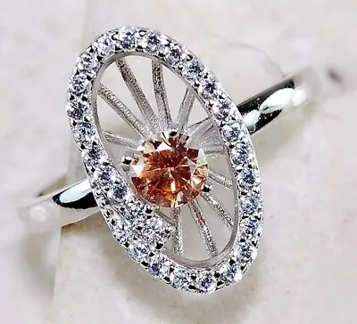 1CT Padparadscha Sapphire & Topaz 925 Sterling Silver Ring Sz 7 • £6.43