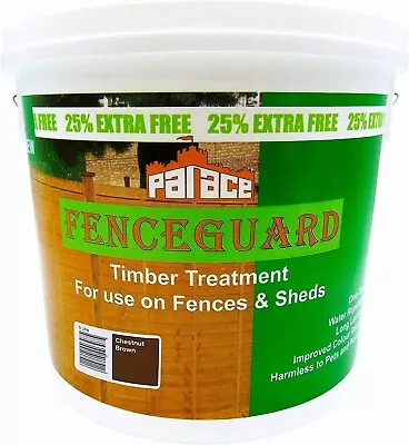 PALACE FENCE GUARD PAINT Chestnut Brown 5L 25% EXTRA GARDEN FENCE & SHED PAINT • £10.70