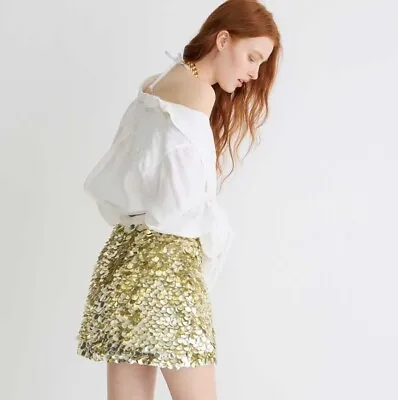 New   J Crew Collection Limited-edition Circle Sequin Gold Mini Skirt L • $84.99