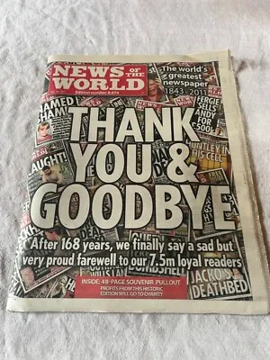 Last Edition News Of The World Newspaper July 10 Th 2011 8674 Sealed First • £6