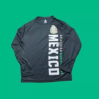 Mexico National Soccer Team Athletic Long Sleeve T Shirt Mens Size Large Black • $12.99