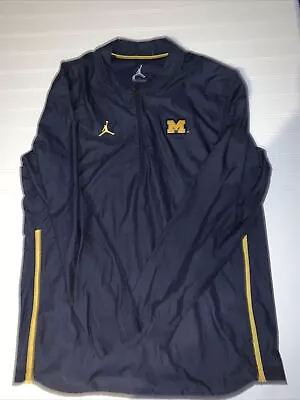 Jordan Michigan Wolverines Men's Large Nike 1/4 Zip Navy Pullover Jacket Vented • $29.99