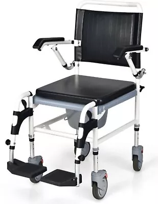 Costway 4-in-1 Bedside Commode Chair Commode Wheelchair With Detachable Bucket • £0.99