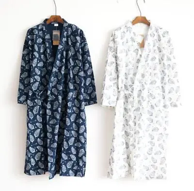 M/L Men's Kimono Yukata Sleeping Suits Cotton Soft Japanese Bathrobe Robe • £17.74
