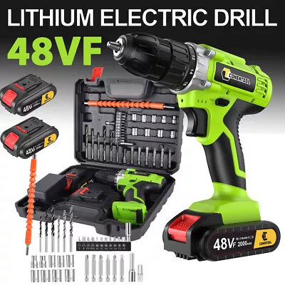 2024 48VF Cordless Drill Heavy Duty Impact Driver Set Power Tool 1/2 Battery • £28.59