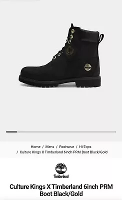 Culture Kings X Timberland 6inch PRM Boot Black/Gold • $150