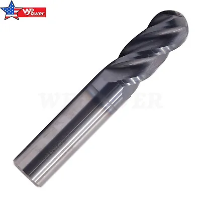 4 Flute Ball Nose Solid Carbide 1/2  X 1  X 3  End Mill - AlTiN Coated • $27.49